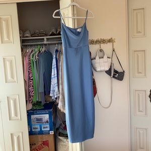 Anthropologie Sachi & Babi Cali blue cowl midi charmeuse dress